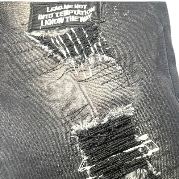 Philipp Plein Amiri Jeans Men’s Patch Distressed faded black and grey Jean SZ 38 - Picture 16 of 17